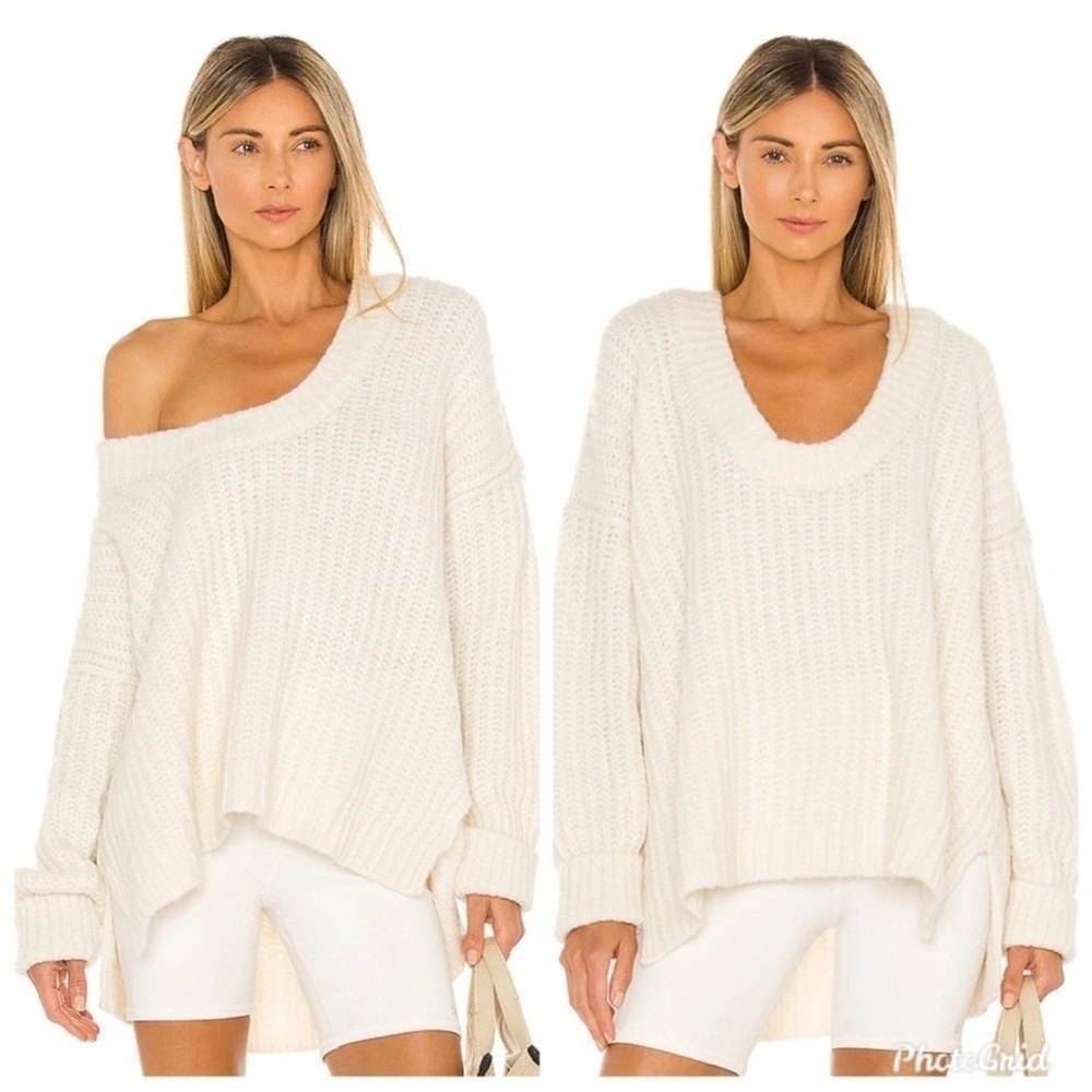 Free People | Women’s Blue Bell Scoop Neck Sweater in Ivory Size Small NWT
